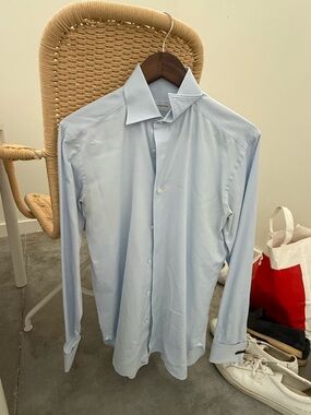 Ermenegildo Zegna Light Blue Men's Dress Shirt - Spread Collar